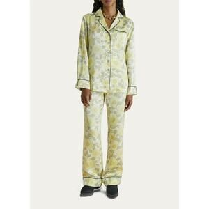 OLIVIA VON HALLE Lila Rafaella Floral Print Silk Satin Pajama Set Small